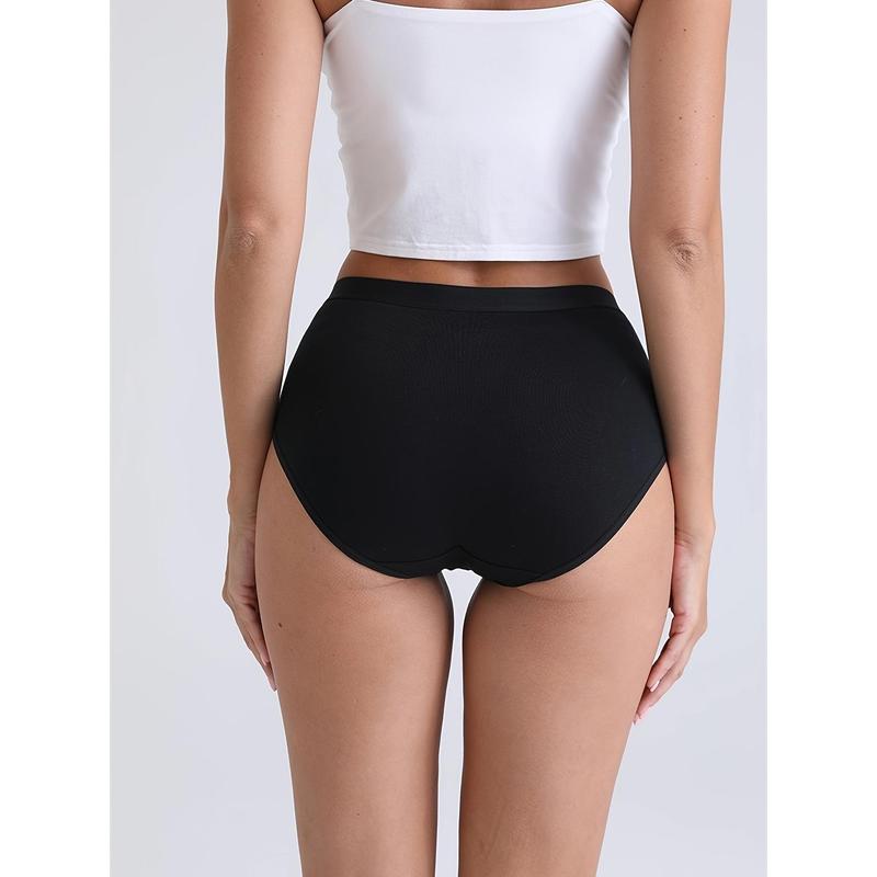 5pcs Solid Seamless Briefs, Simple Comfy Breathable Stretchy Intimates Panties, Women's Lingerie & Underwear